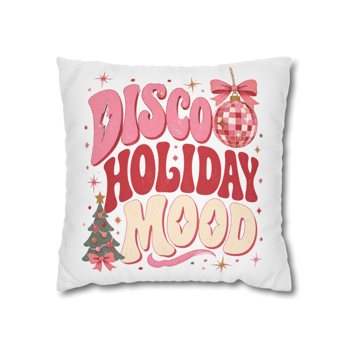 Holiday Pillowcase — 'Disco Holiday Mood' Retro Christmas Decor Modern Day Christmas