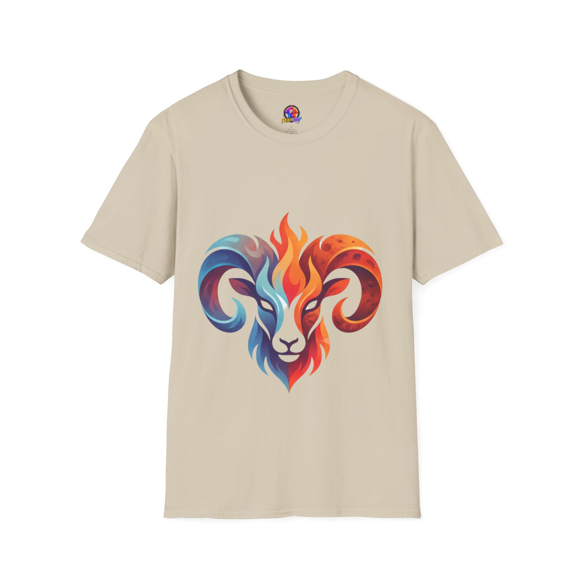 Aries Zodiac Ram Head Flame Graphic T-Shirt — Bold Aries Zodiac Tee
