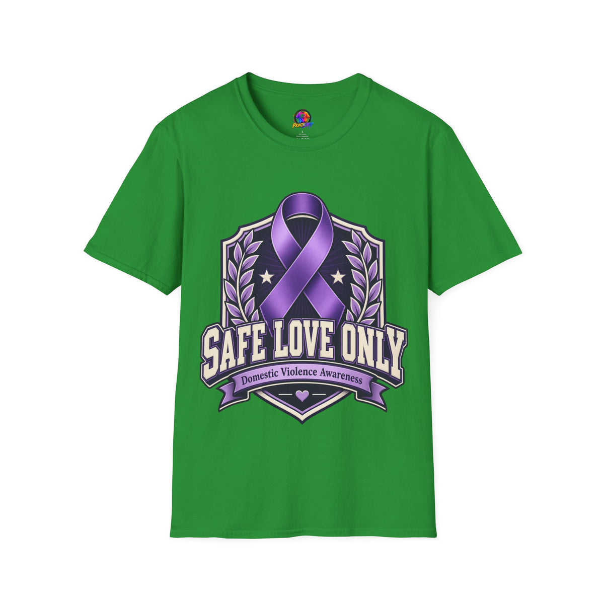 Domestic Violence Awareness T-Shirt — "Safe Love Only" Purple Ribbon Tee