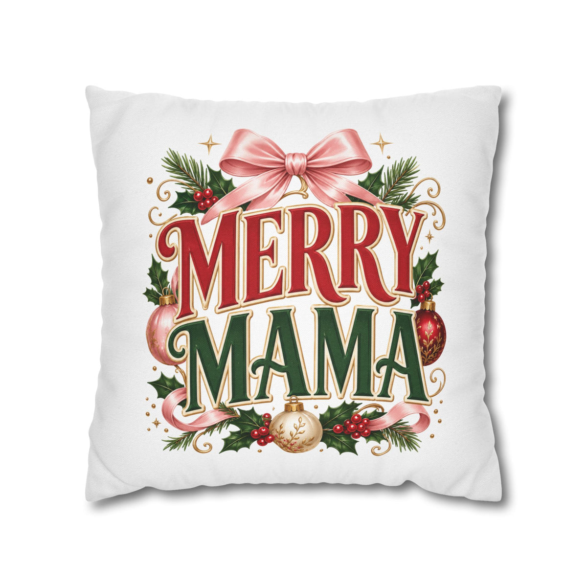 Merry Mama Christmas Pillowcase — Festive Holiday Decorative Pillow Cover