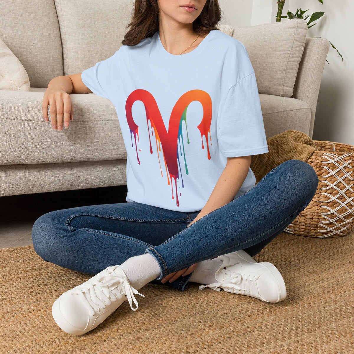 Aries Rainbow Drip T-Shirt — Colorful Dripping Zodiac Graphic Tee