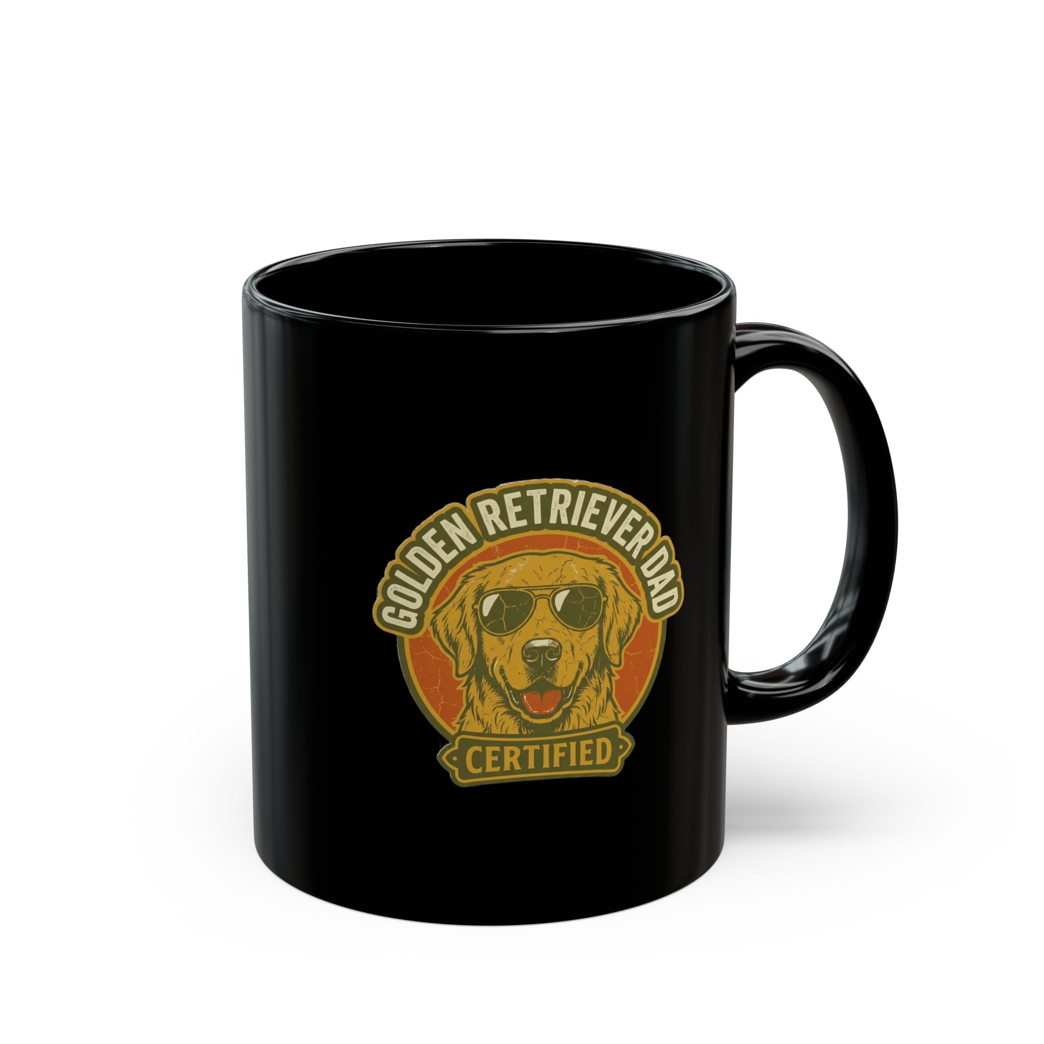 Funny Golden Retriever Dad Ceramic Mug — “Certified” Dog Dad Coffee Cup