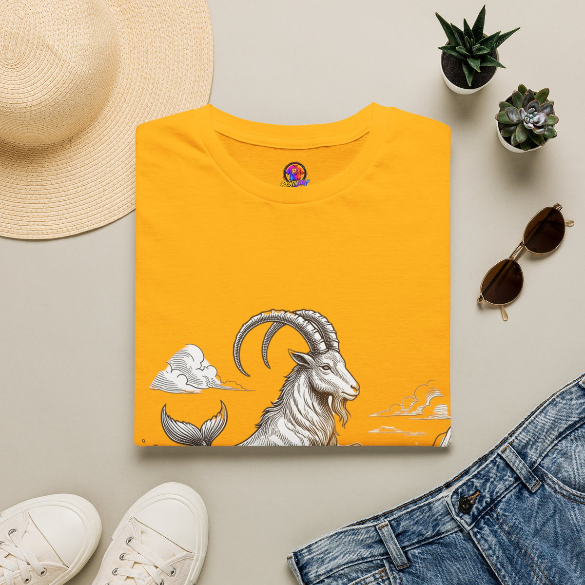 Capricorn Goat-Mermaid T-Shirt — Mythical Sea Goat Zodiac Tee