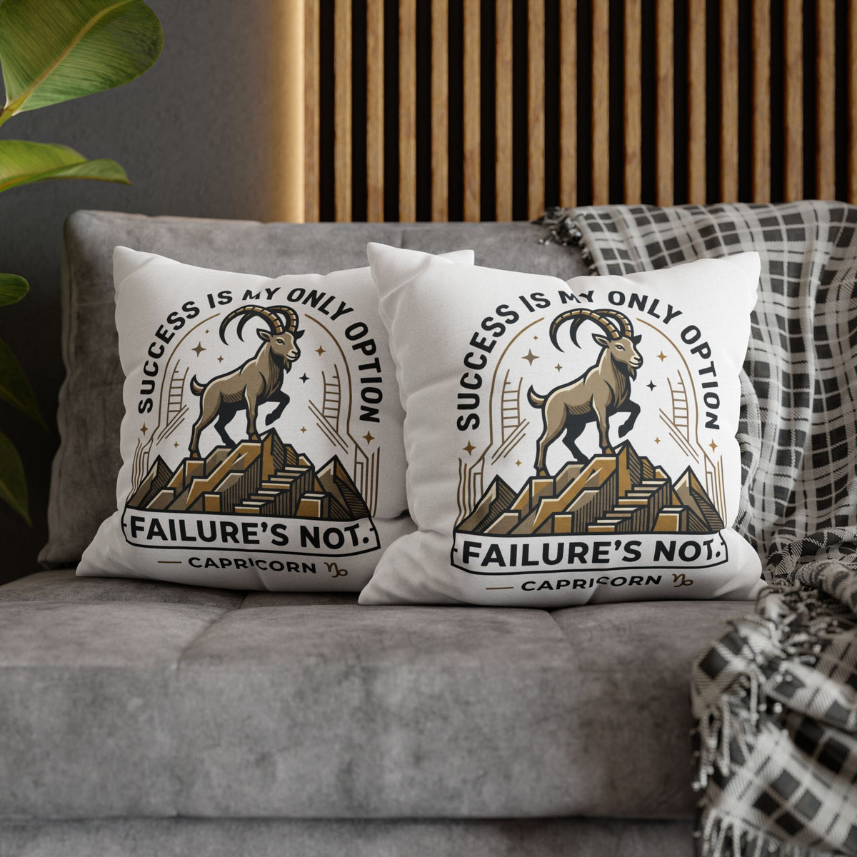 Capricorn Pillowcase – "Success Is My Only Option, Failure's Not" Zodiac Decorative Throw Pillow