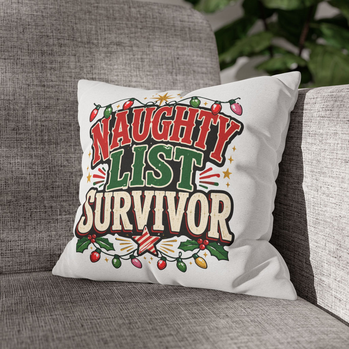 Naughty List Survivor Christmas Pillowcase