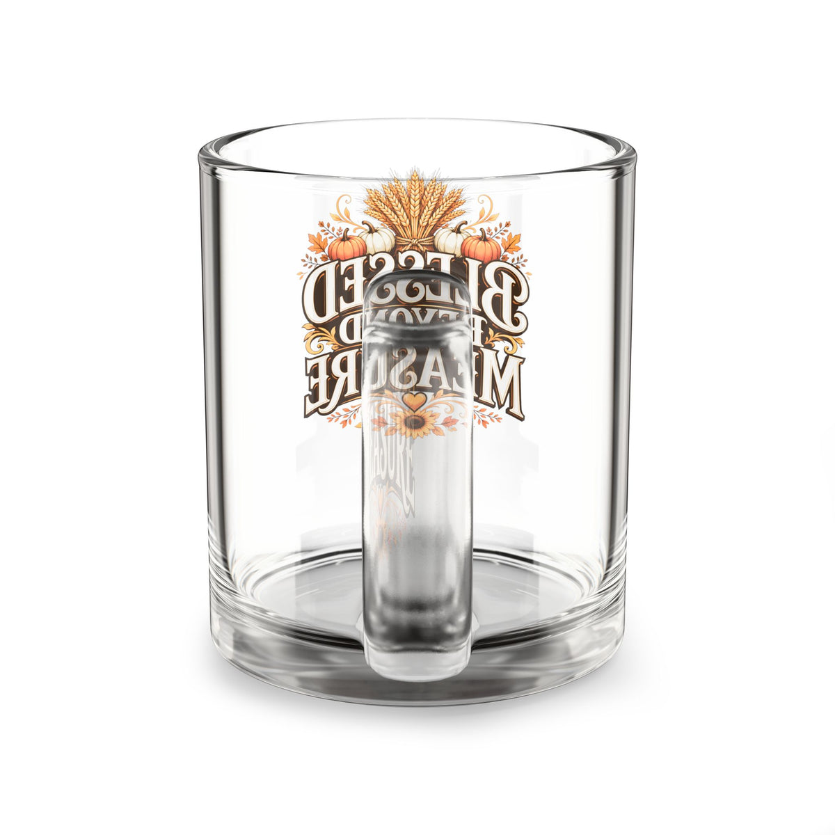 Glass Mug - "Blessed Beyond Measure" Fall Harvest Coffee Mug, Thanksgiving Gift