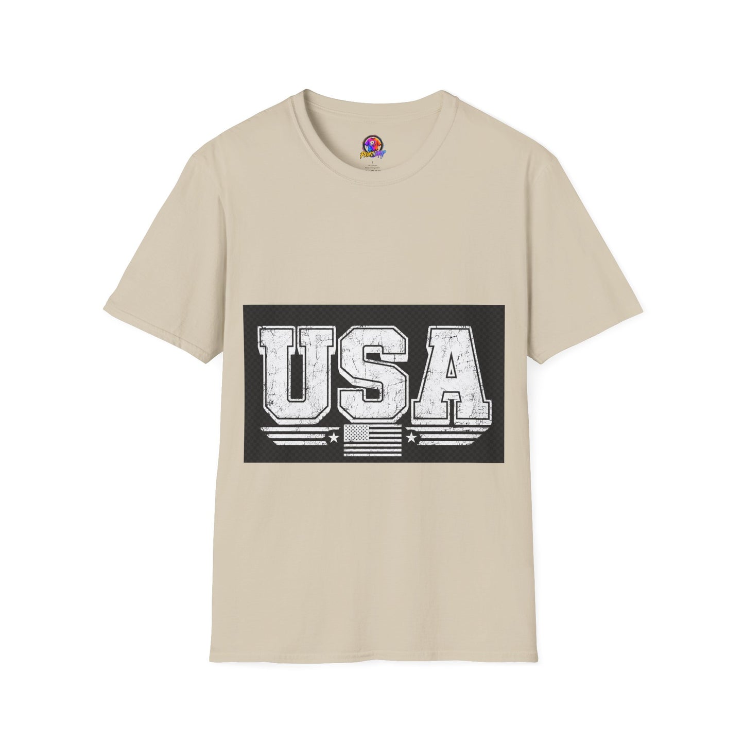 USA Vintage Block T-Shirt — Patriotic Americana Graphic Tee
