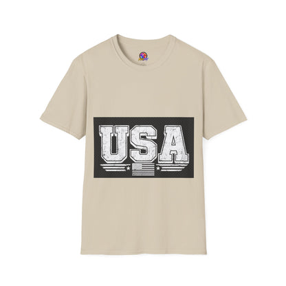USA Vintage Block T-Shirt — Patriotic Americana Graphic Tee
