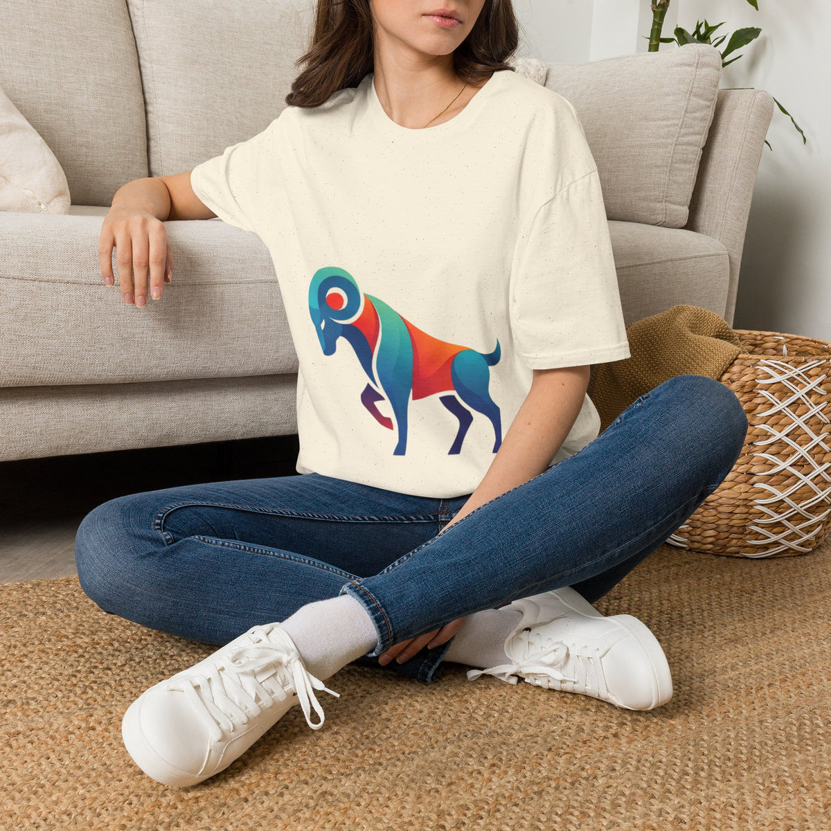 Aries Zodiac  Colorful Ram T-Shirt — Abstract Multicolor Aries Graphic Tee