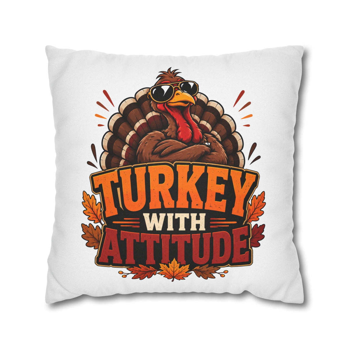 Thanksgiving Turkey With Attitude Pillowcase — Funny Thanksgiving Decorative Pillow Cover