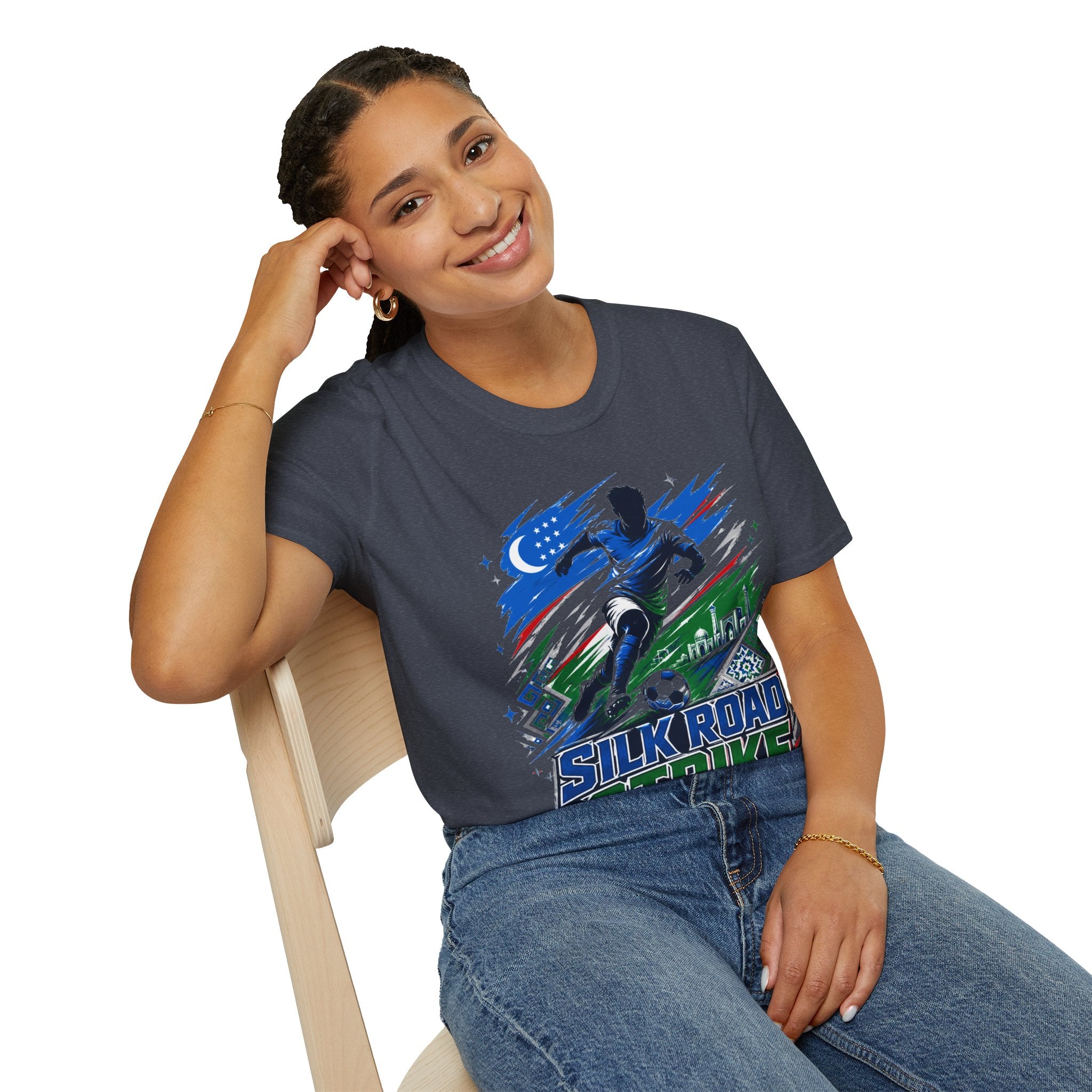 Silk Road Strike Soccer T-Shirt — Uzbekistan Football Graphic Tee