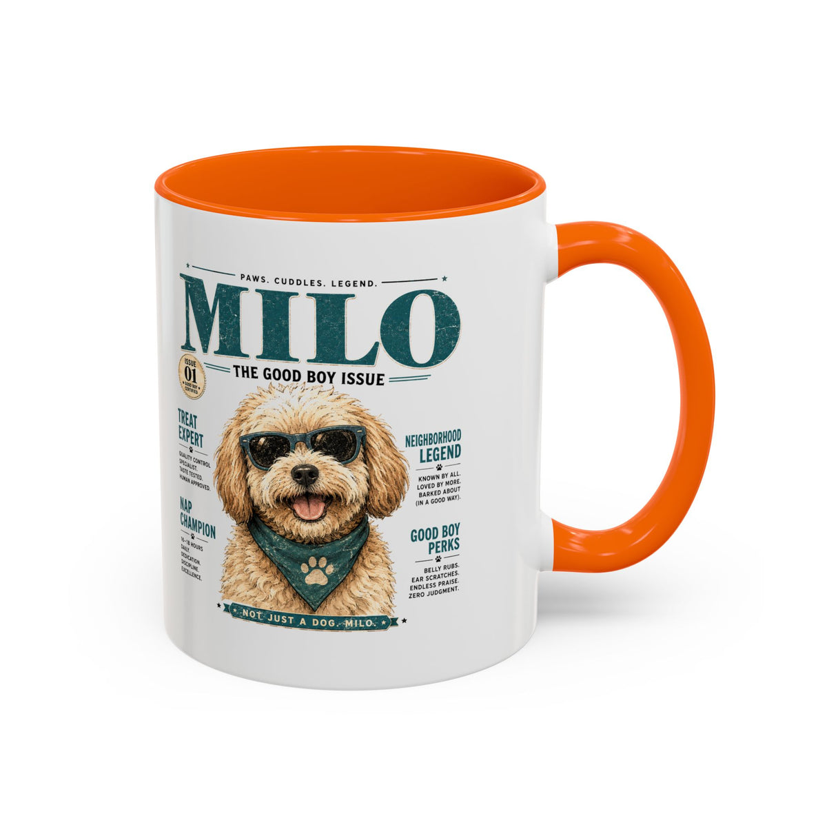 Milo Bailey Dog Dad Mom Milo Magazine-Style Accent Coffee Mug — Cute Dog Portrait