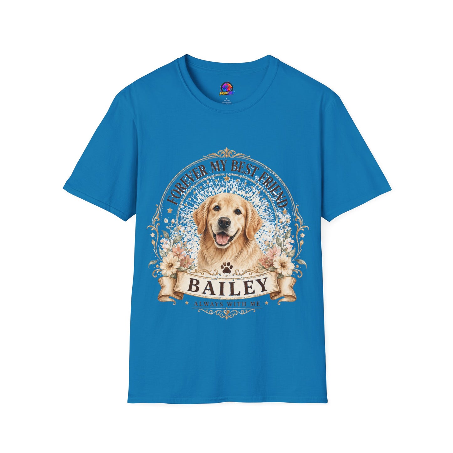 Forever My Best Friend Dog T-Shirt — Personalized Pet Name Golden Retriever Tee