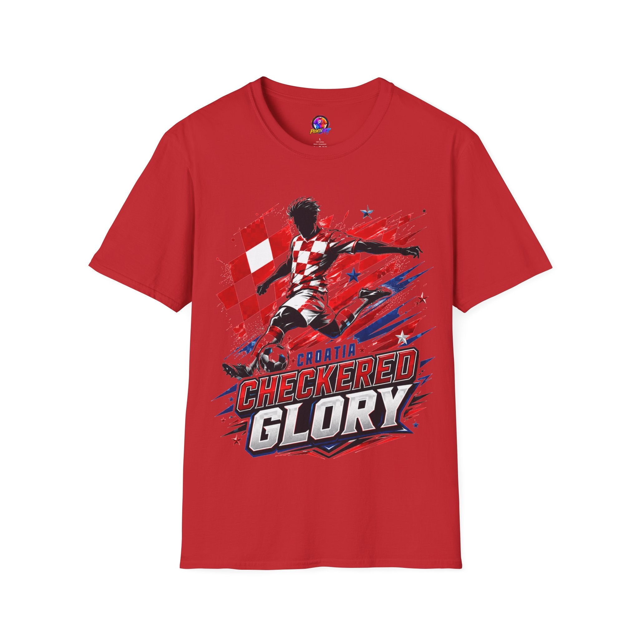 Checkered Glory T-Shirt — Croatia Soccer Fan Tee