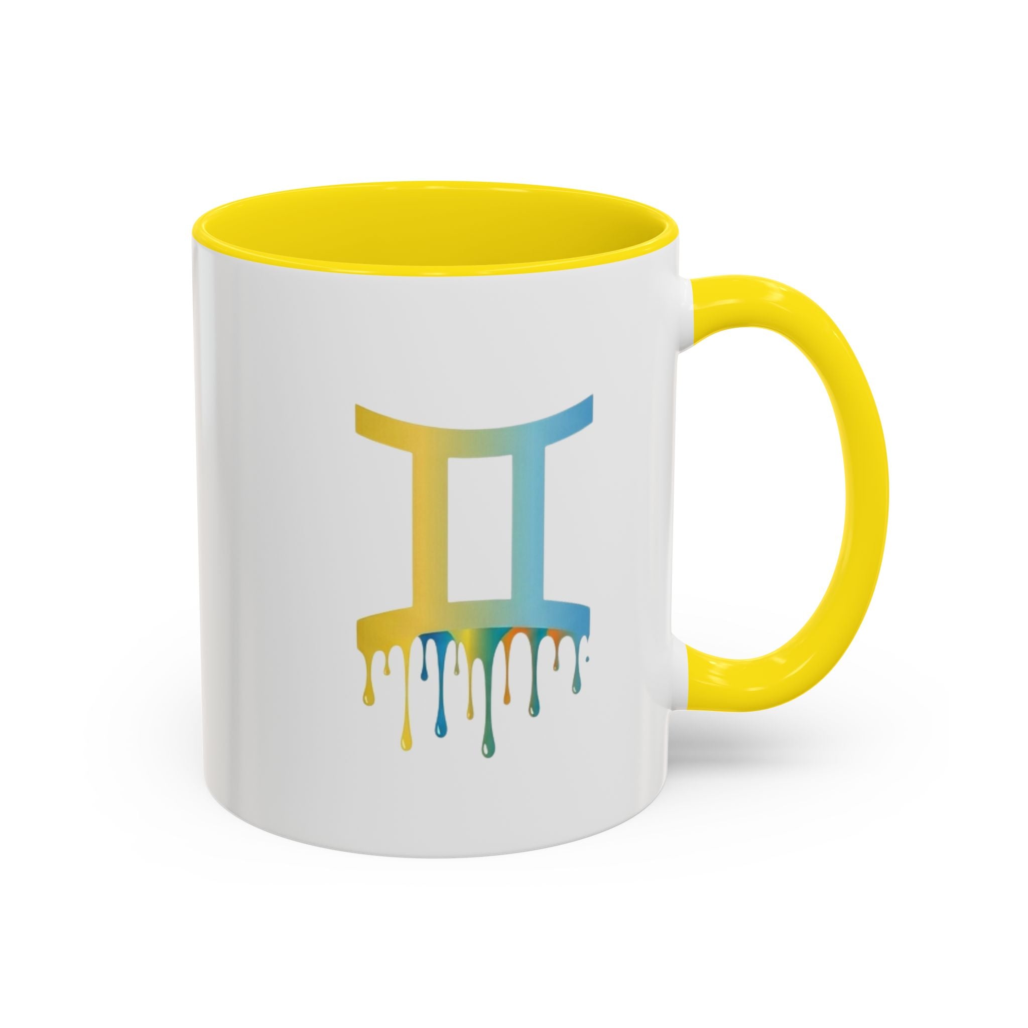 Gemini Zodiac Coffee Mug - Dripping Rainbow Gemini Symbol Accent Mug