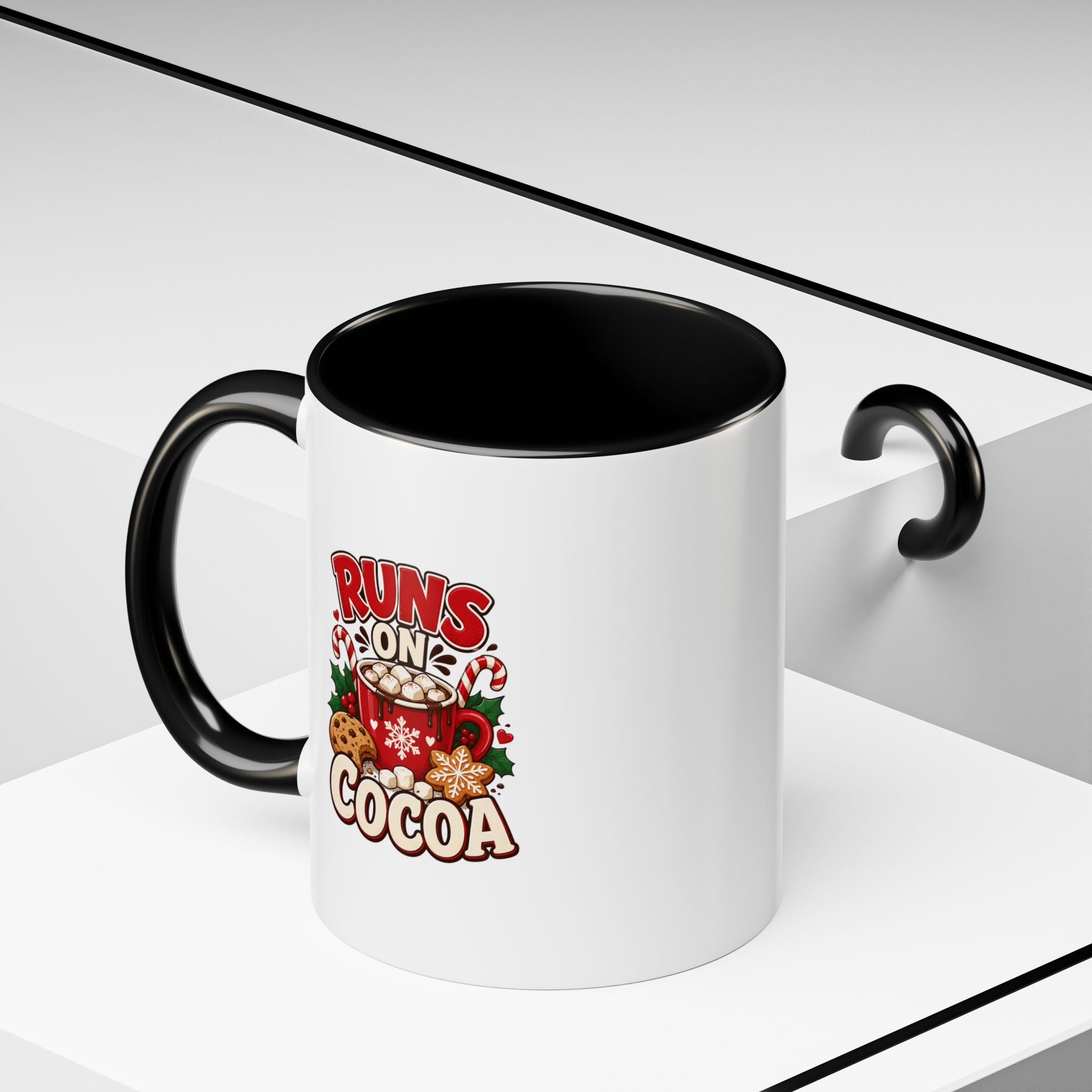 Runs on Cocoa Accent Coffee Mug — Holiday Hot Cocoa Gift