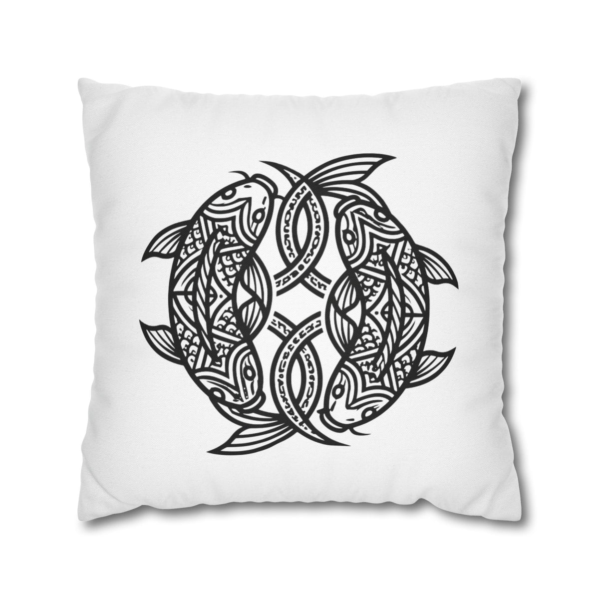 Pisces Celtic Koi Fish Decorative Pillowcase — Tribal Circle Fish Throw Pillow