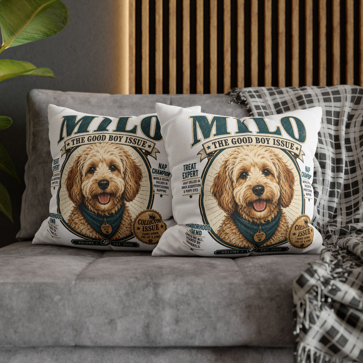 Milo "The Good Boy Issue" Decorative Pillowcase Milo Bailey Dog Dad Mom