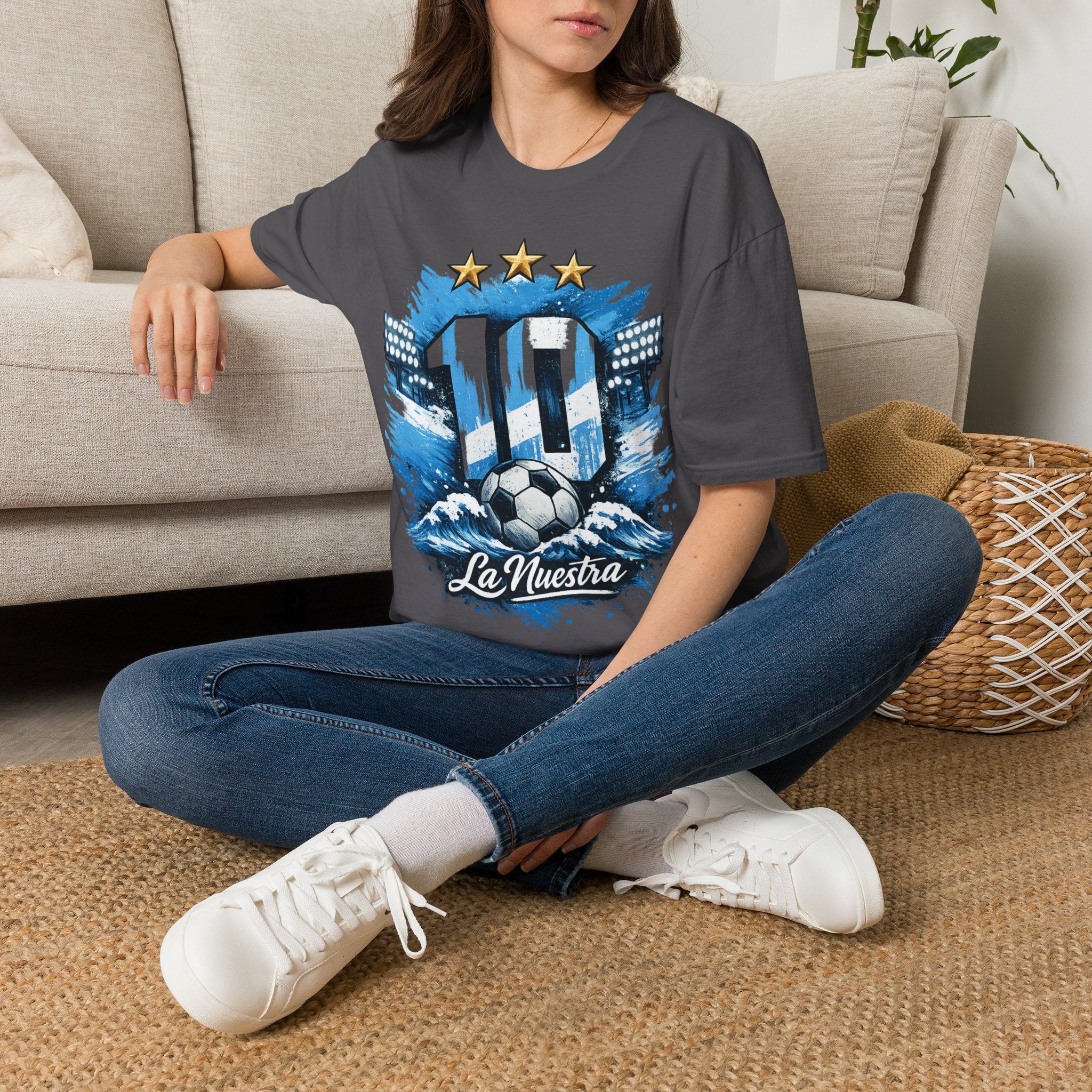 Argentina Soccer Fan T-Shirt — 'La Nuestra' #10 Jersey Design