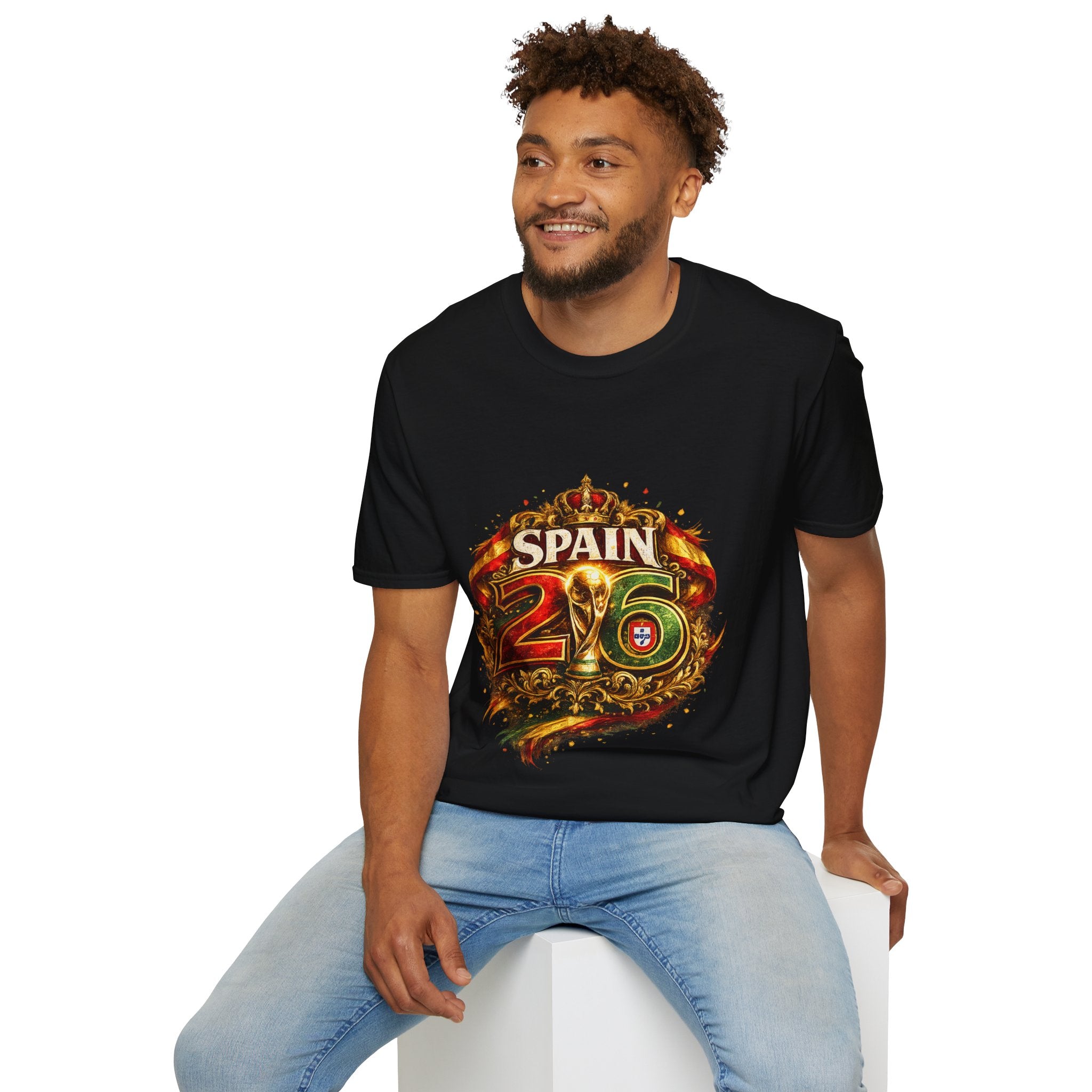 Spain 26 Graphic T-Shirt — Vintage Crowned Soccer Fan Tee