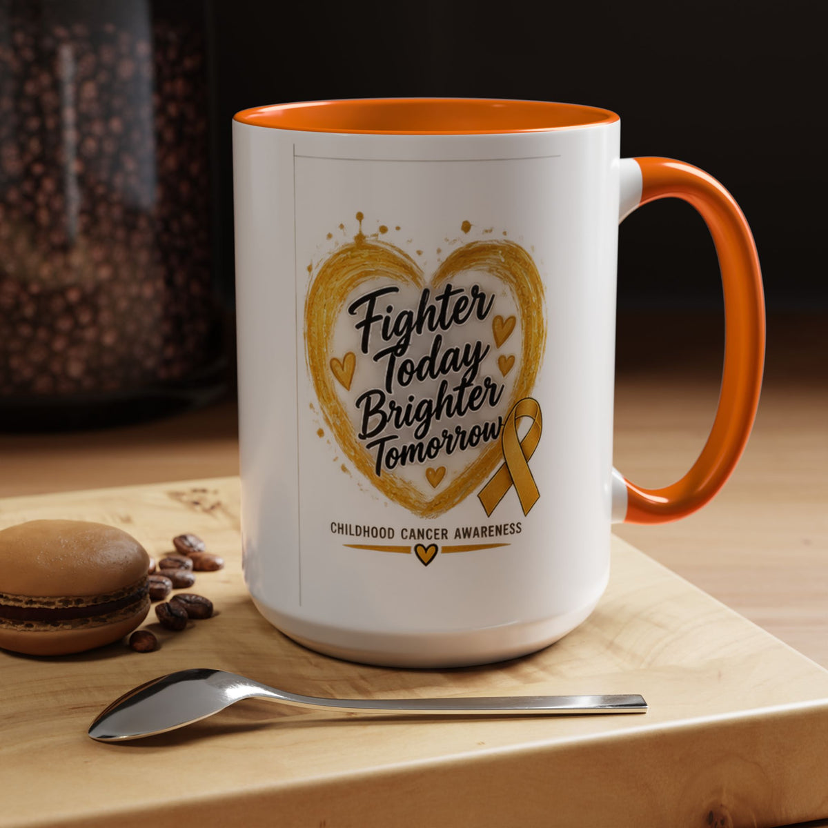 Childhood Cancer Awareness Coffee Mug – "Fighter Today Brighter Tomorrow" (Accent 11/15oz)