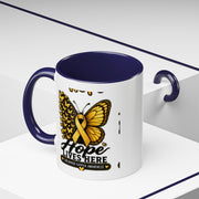 Children’s Cancer Awareness Accent Coffee Mug — "Hope Lives Here" (11/15oz)