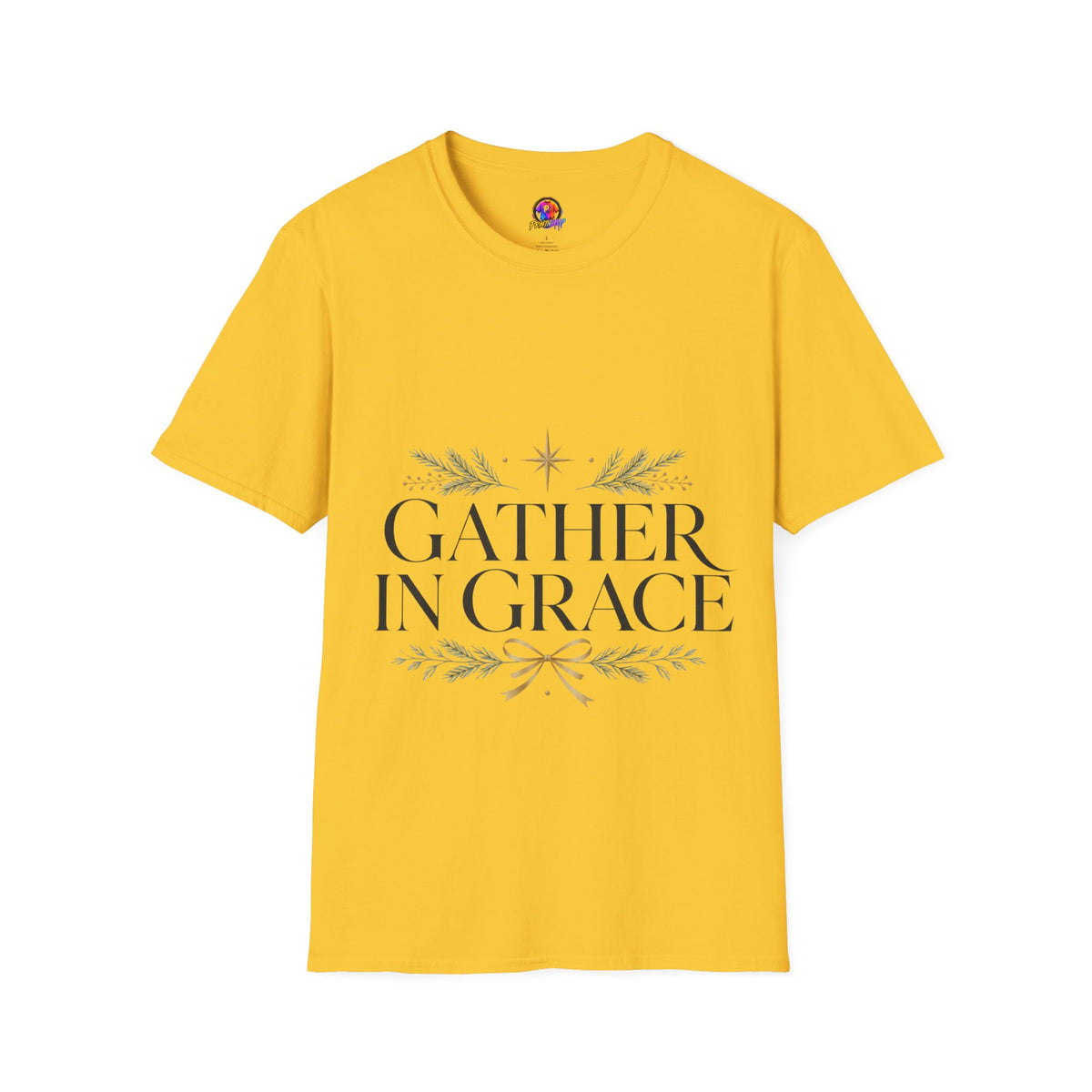 Gather in Grace T-Shirt — Elegant Holiday Floral Typography Tee