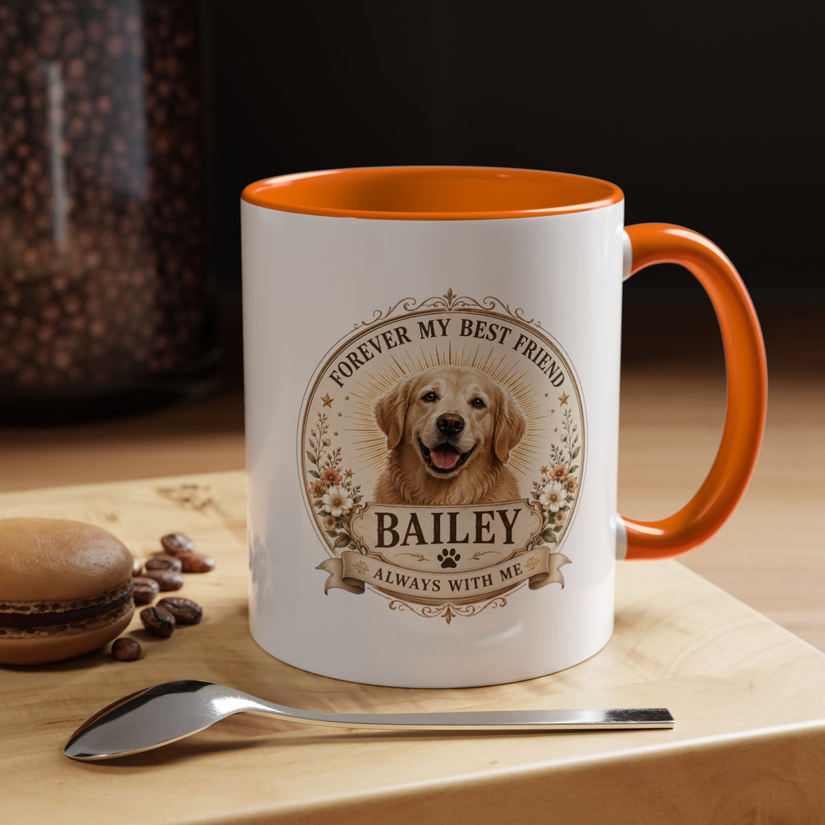 Milo Bailey Dog Dad Mom Golden Retriever Memorial Coffee Mug – "Forever My Best Friend" Personalized Name Accent Mug