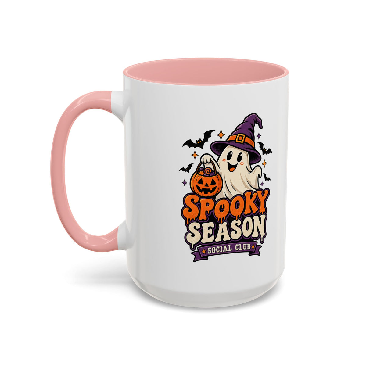 Spooky Season Coffee Mug — Cute Ghost Halloween Accent Mug (11/15oz)