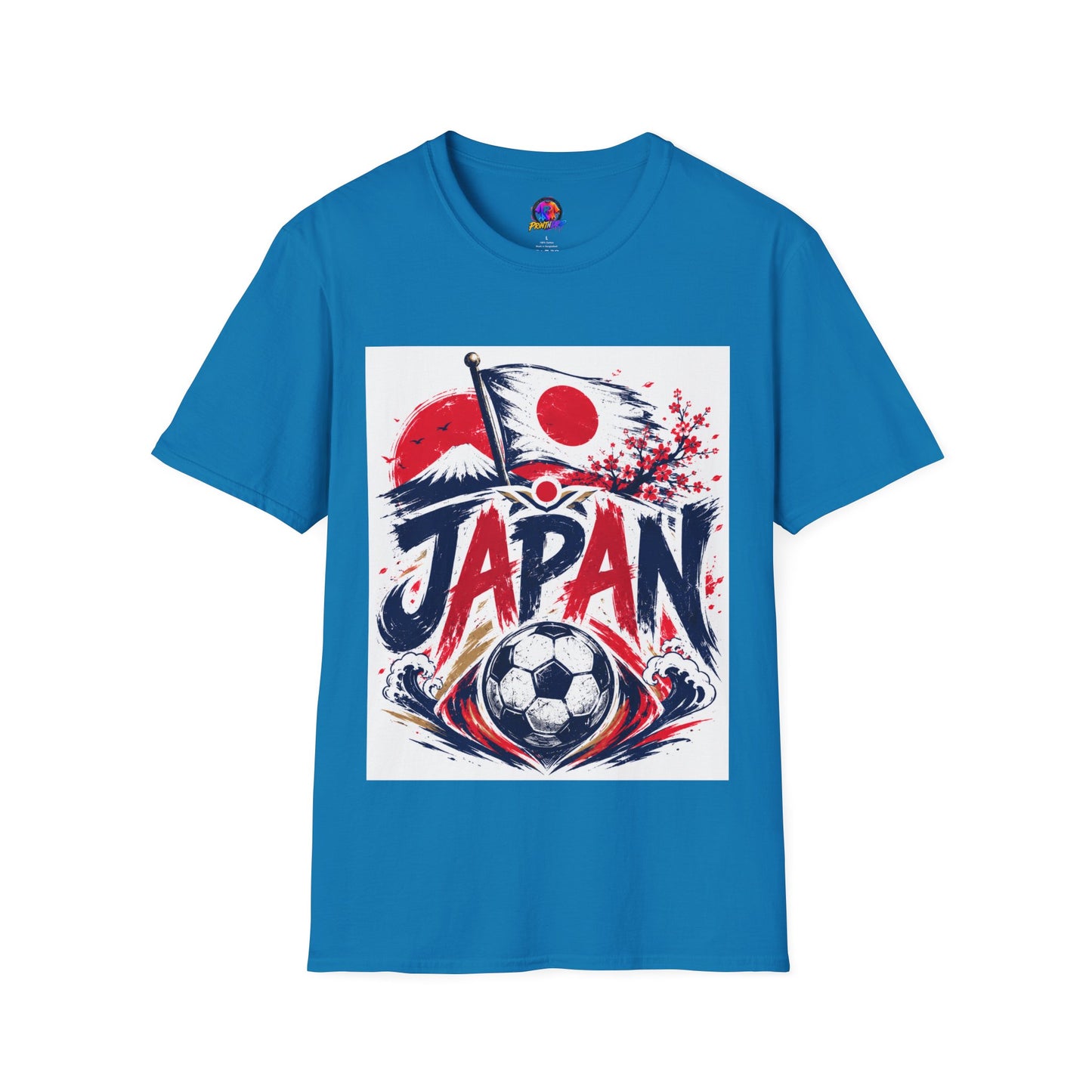 Japan Soccer T-Shirt — Japanese Flag & Cherry Blossom Football Graphic
