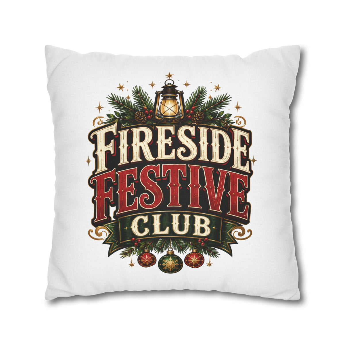 Christmas Fireside Festive Club Holiday Throw Pillowcase