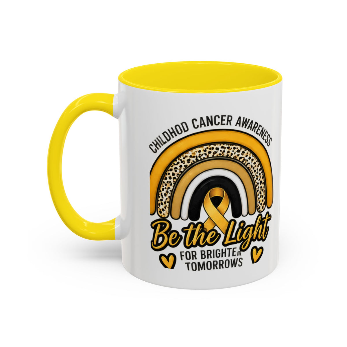 Childhood Cancer Awareness Accent Coffee Mug — "Be the Light" 11/15oz