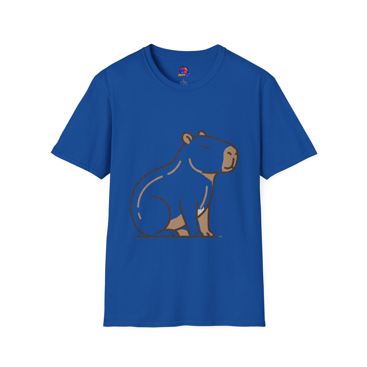 Cute Relaxed Capybara T-Shirt — Minimal Cartoon Capybara Graphic Tee