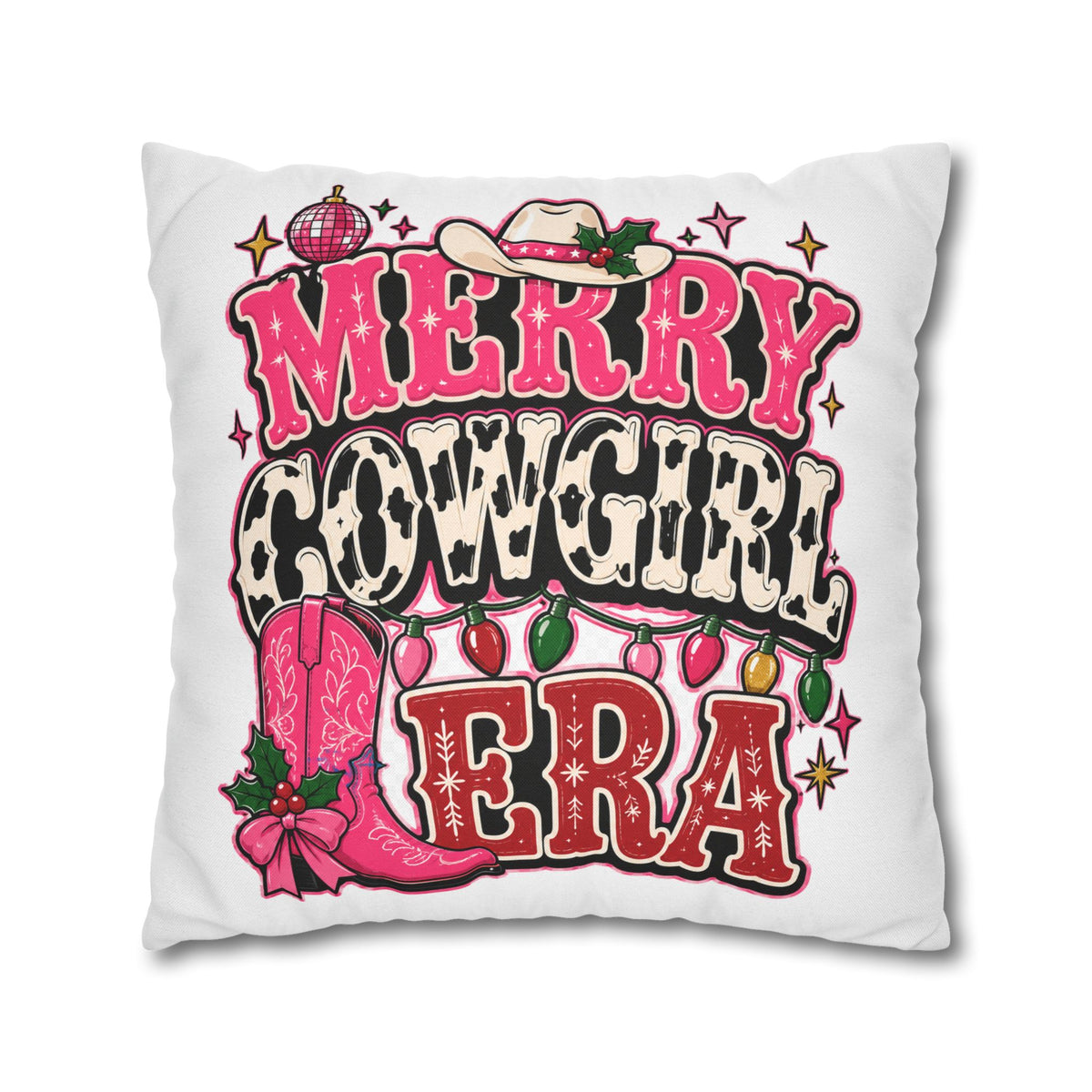 Merry Cowgirl Christmas Pillowcase Modern Day Christmas