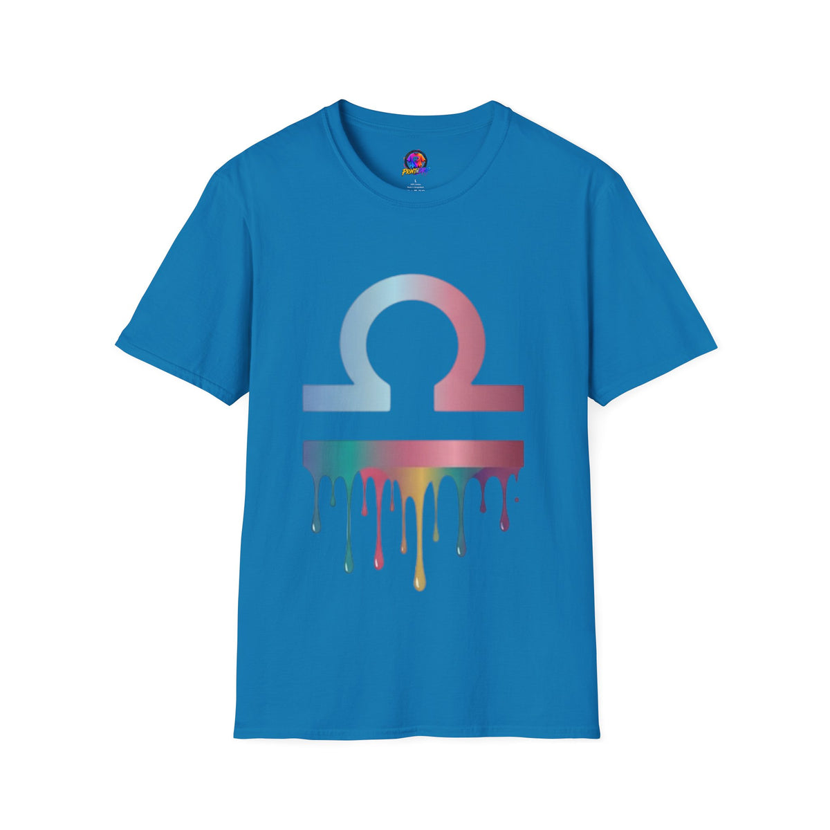 Omega Symbol T-Shirt — Pastel Gradient Drip Design