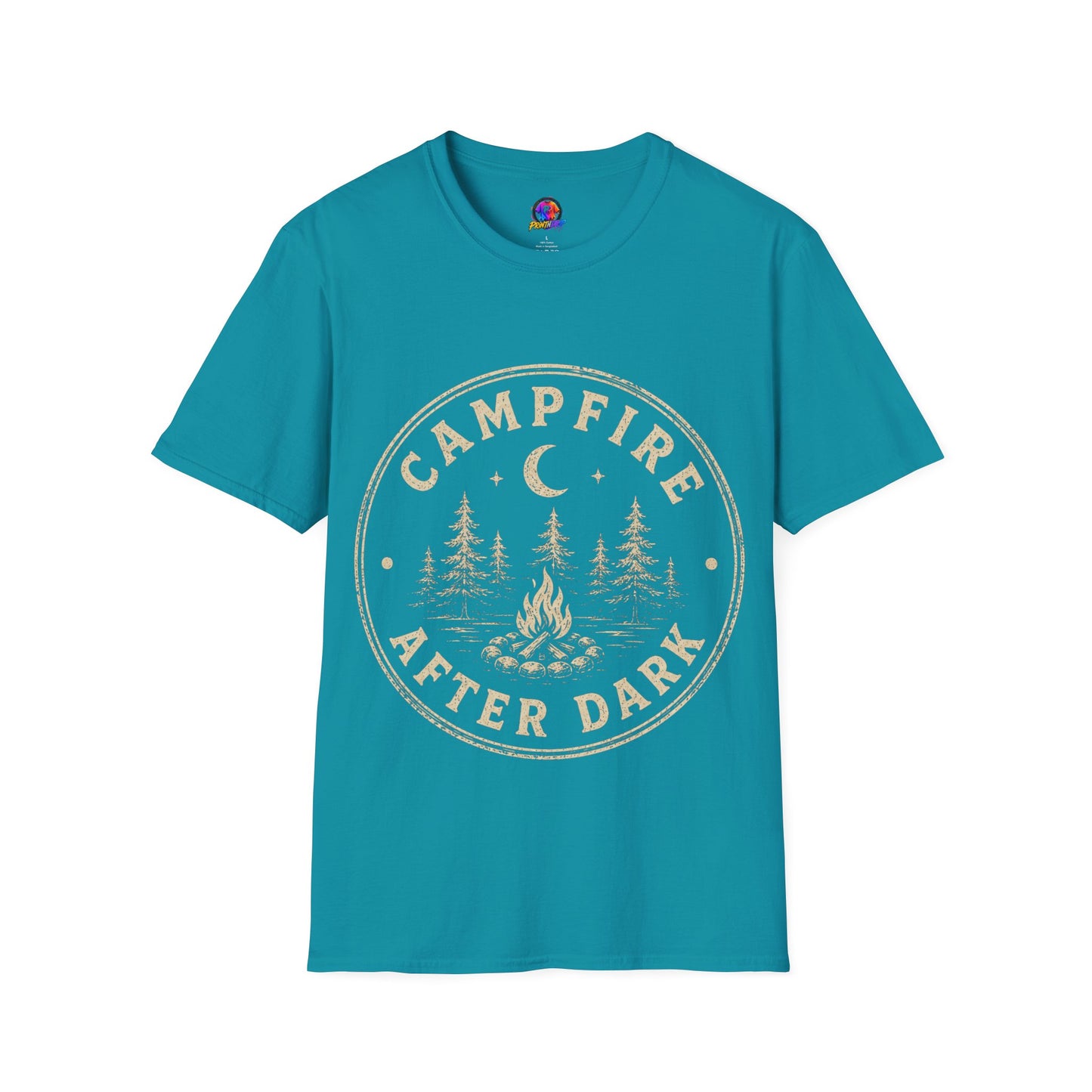 Campfire After Dark T-Shirt — Vintage Moon & Pines Camping Tee
