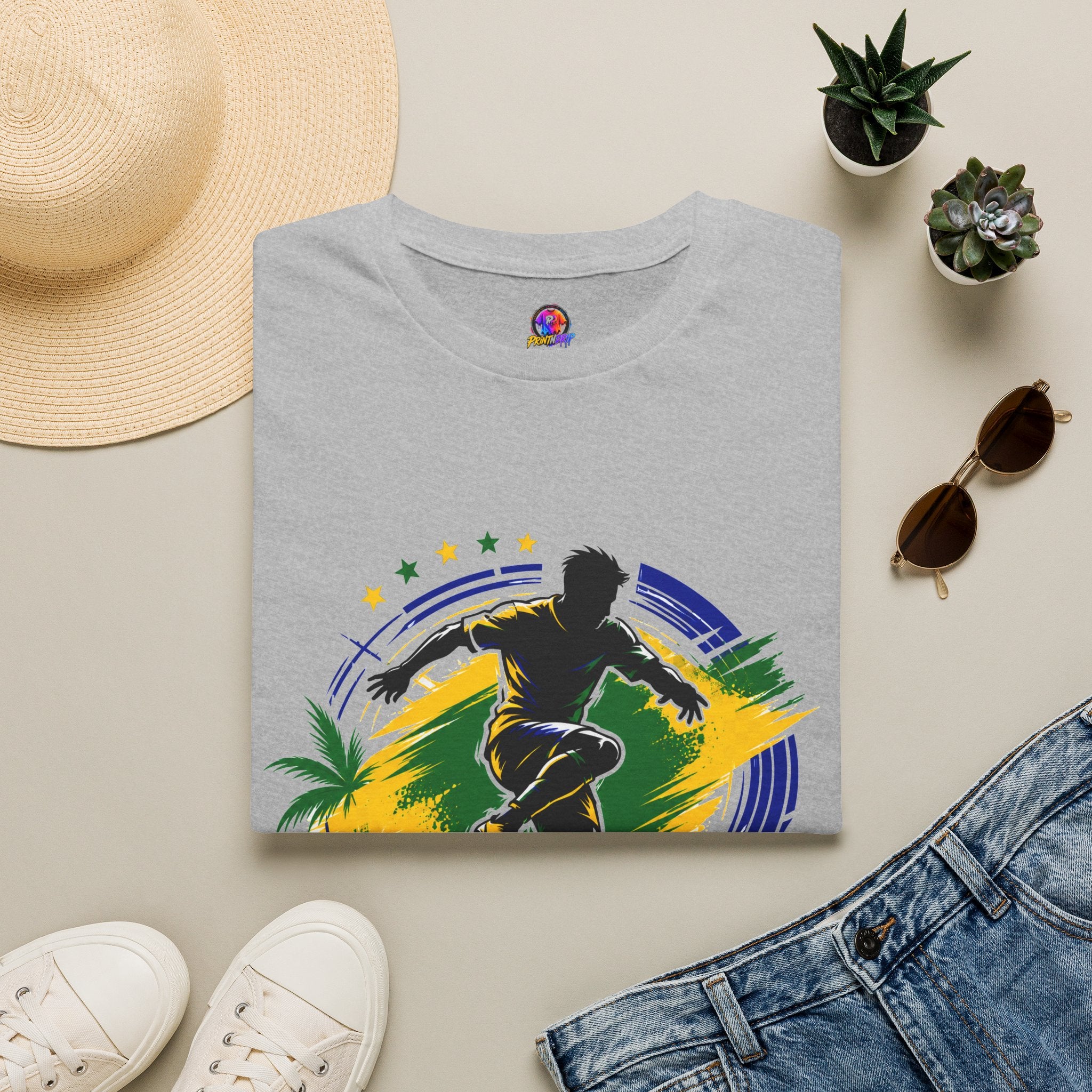 Brazil  Samba Strike Soccer T-Shirt — Brazilian Football Player Graphic Tee
