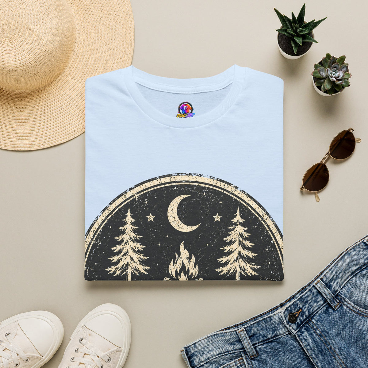 Campfire After Dark Tee — Vintage Wilderness Camping T-Shirt