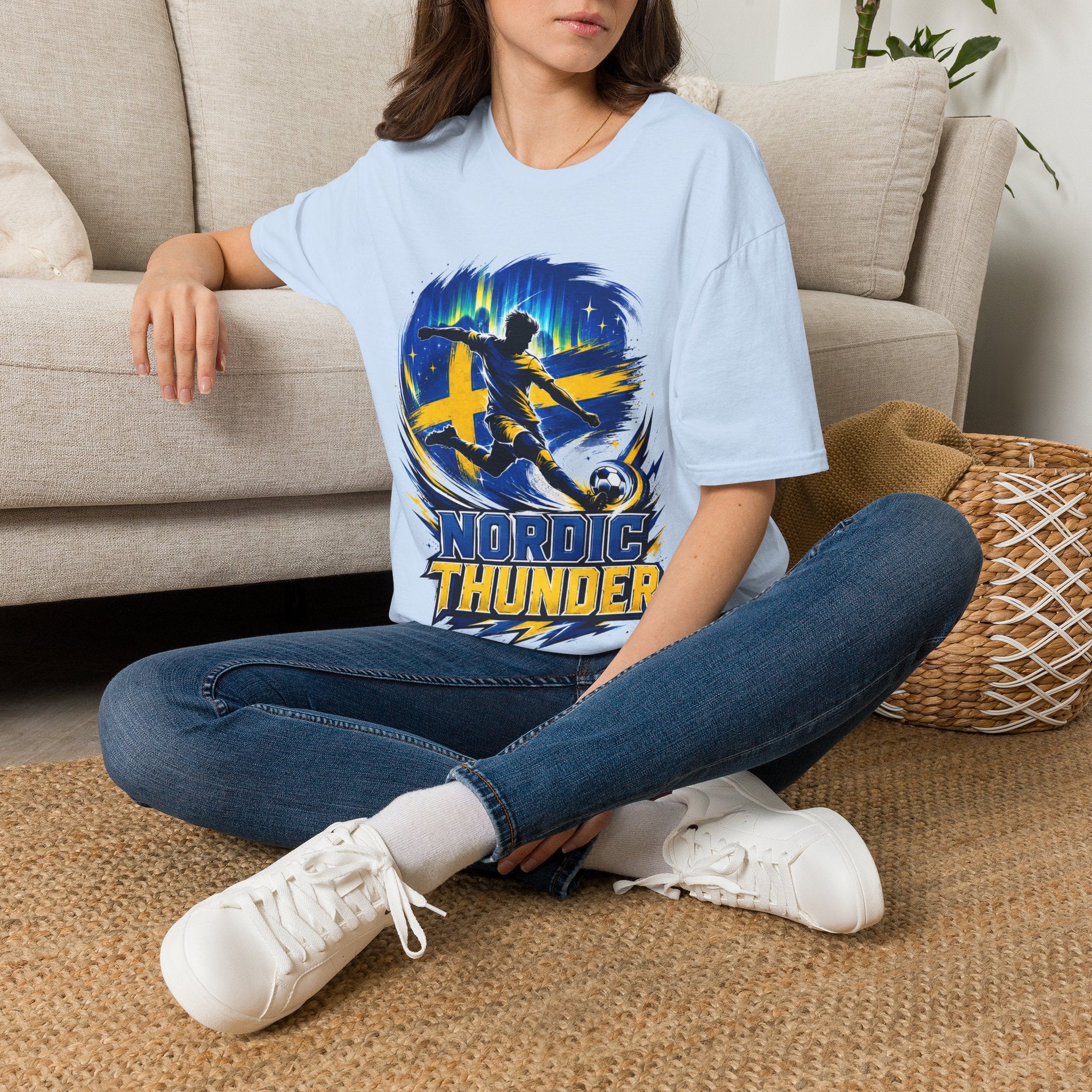 Sweden Nordic Thunder Soccer T-Shirt — Sweden Football Fan Tee