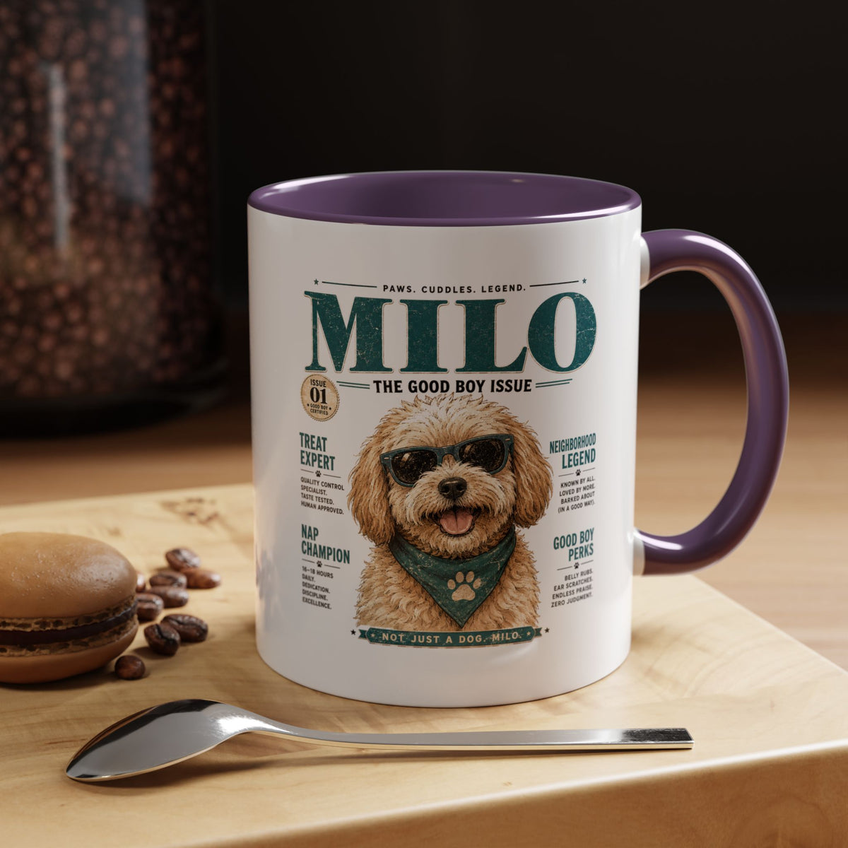 Milo Bailey Dog Dad Mom Milo Magazine-Style Accent Coffee Mug — Cute Dog Portrait