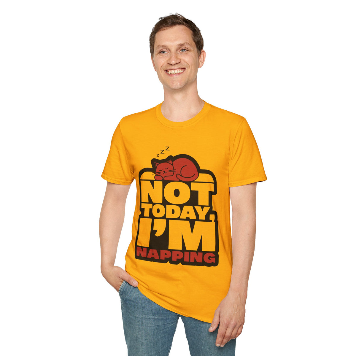 Not Today I'm Napping Orange Cat Tee - Funny Lazy Kitten Bubble Graphic T-Shirt - Trending Now - September 2026