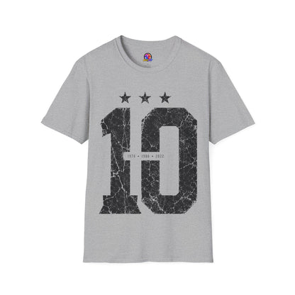 Vintage Argentina Worldcup winning No. 10 Jersey T-Shirt — Distressed Number Tee with Three Stars