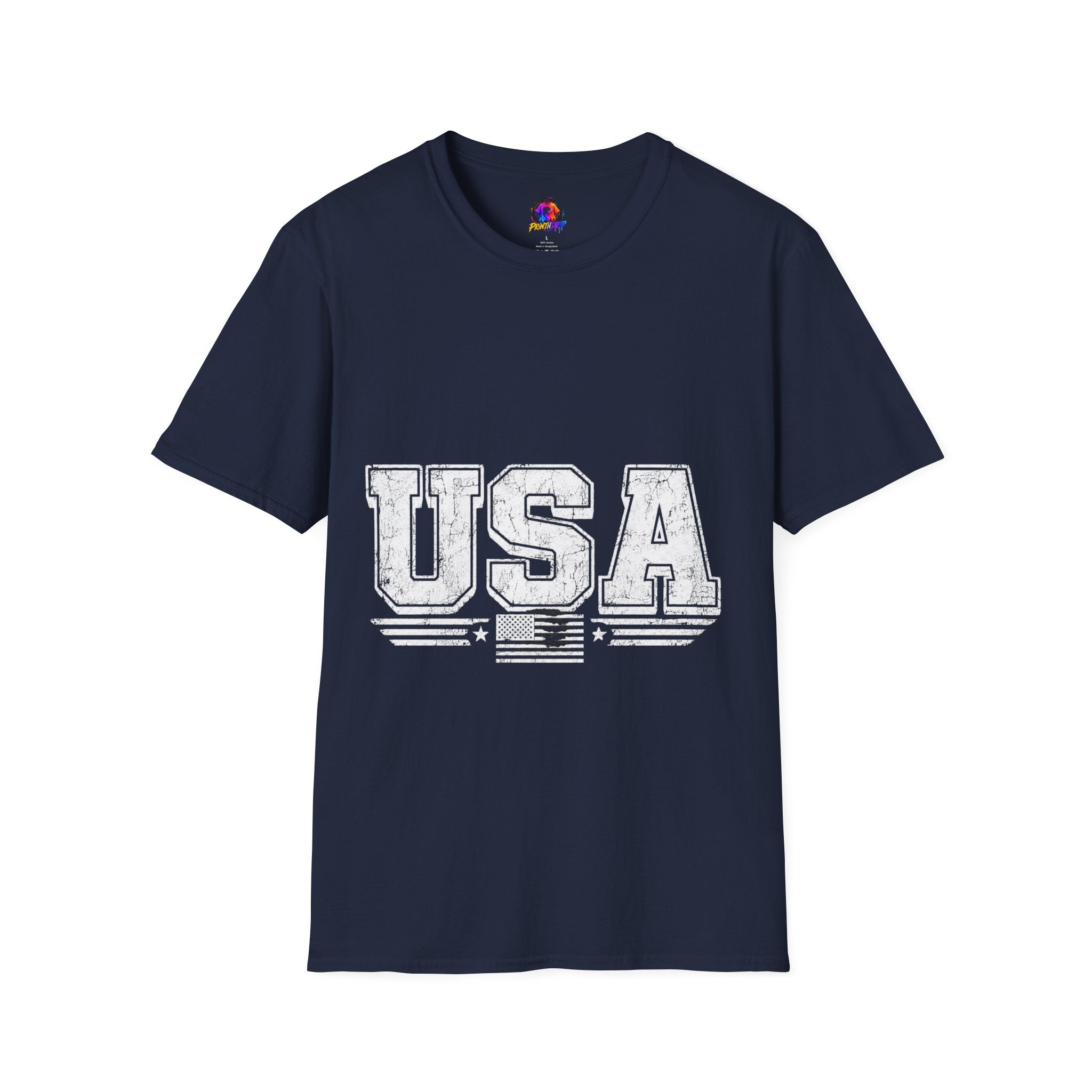 USA Vintage Block T-Shirt — Patriotic Americana Graphic Tee