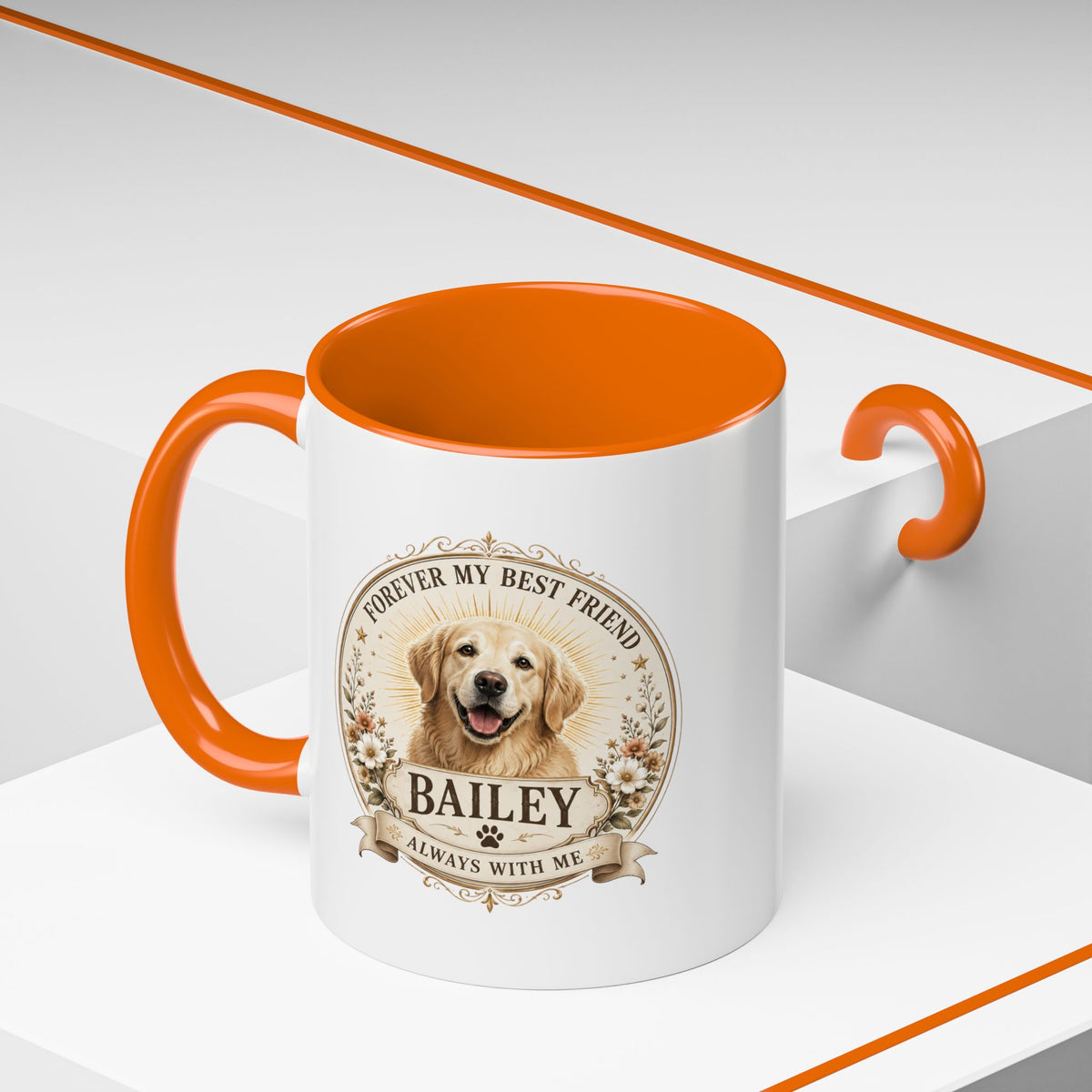 Milo Bailey Dog Dad Mom Golden Retriever Memorial Coffee Mug – "Forever My Best Friend" Personalized Name Accent Mug