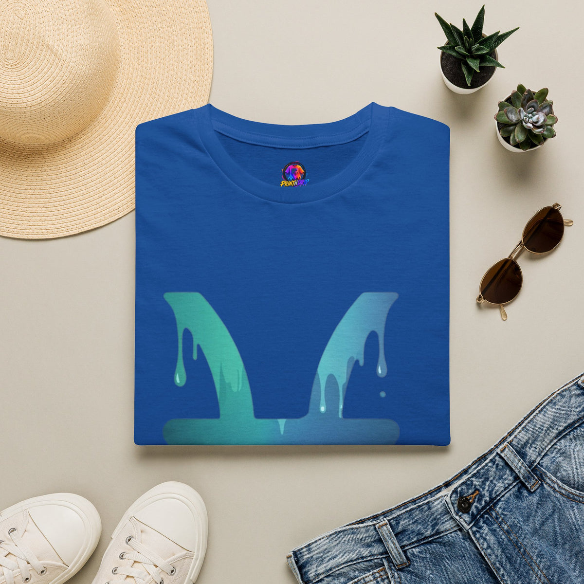 Pisces Drip Zodiac T-Shirt — Blue Gradient Astrological Tee