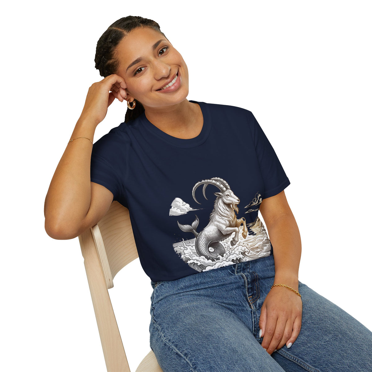 Capricorn Goat-Mermaid T-Shirt — Mythical Sea Goat Zodiac Tee