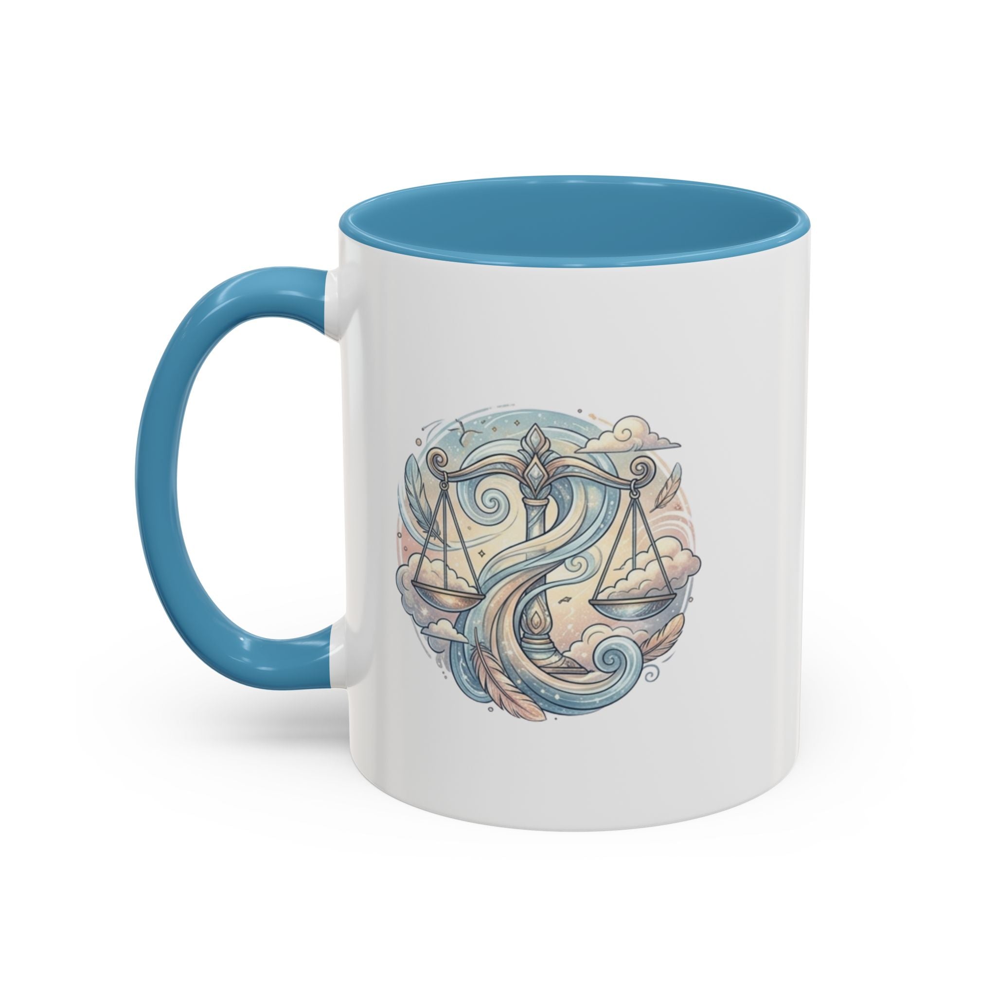 Libra Zodiac Coffee Mug — Balance Scales Astrological Accent Mug