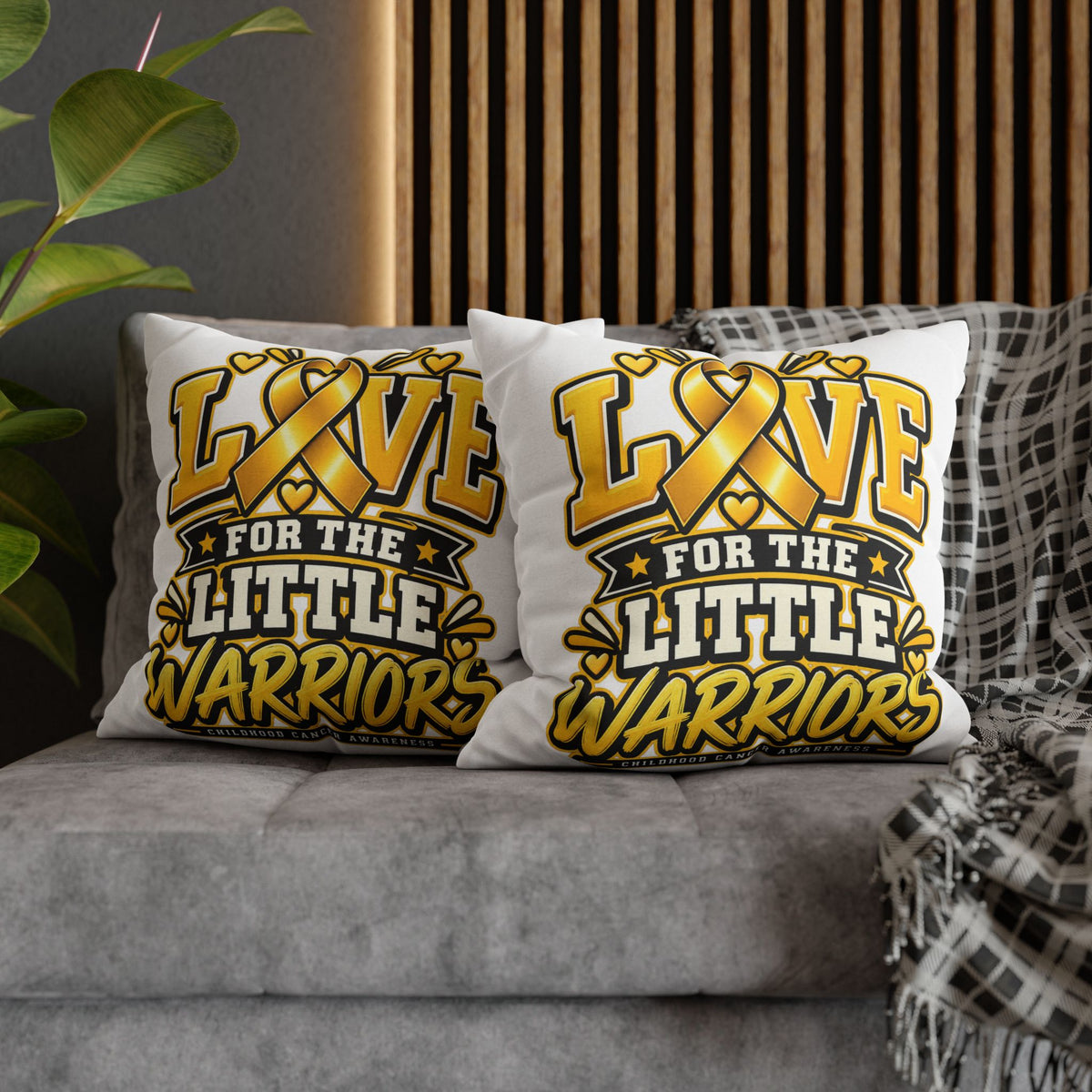 Square Pillow - "Love for the Little Warriors" Childhood Cancer Awareness Pillowcase