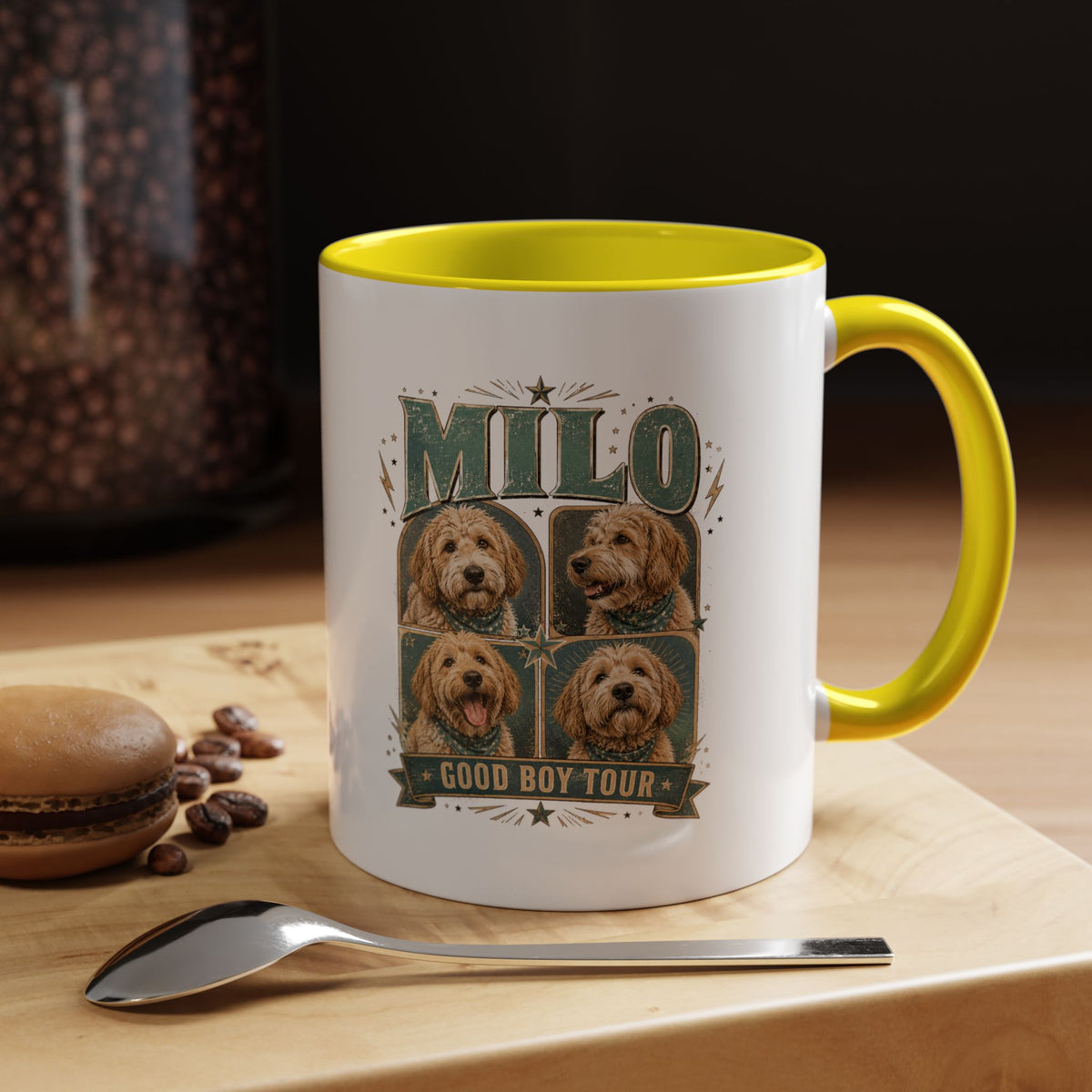 Milo Bailey Dog Dad Mom Milo 'Good Boy Tour' Accent Coffee Mug – Personalized Dog Lover Gift