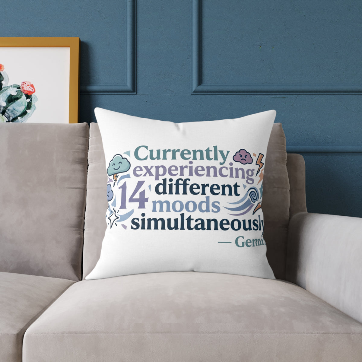 Gemini Zodiac Currently Experiencing Different Moods Simultaneously Square Poly Canvas Pillow